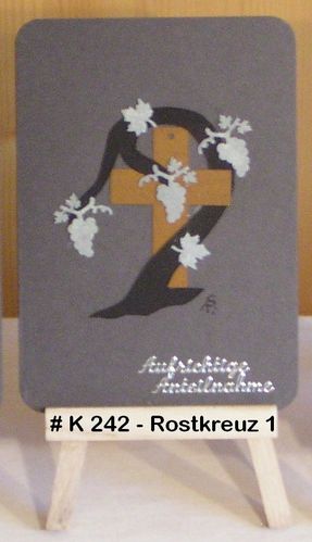 Trauerkarte Weinstock (Rostkreuz eckig)
