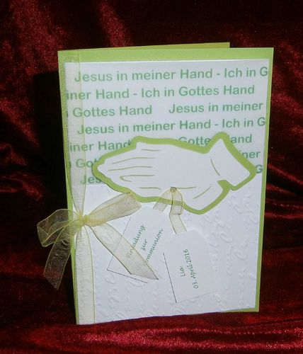 Karte Betende Hände mit Schildchen